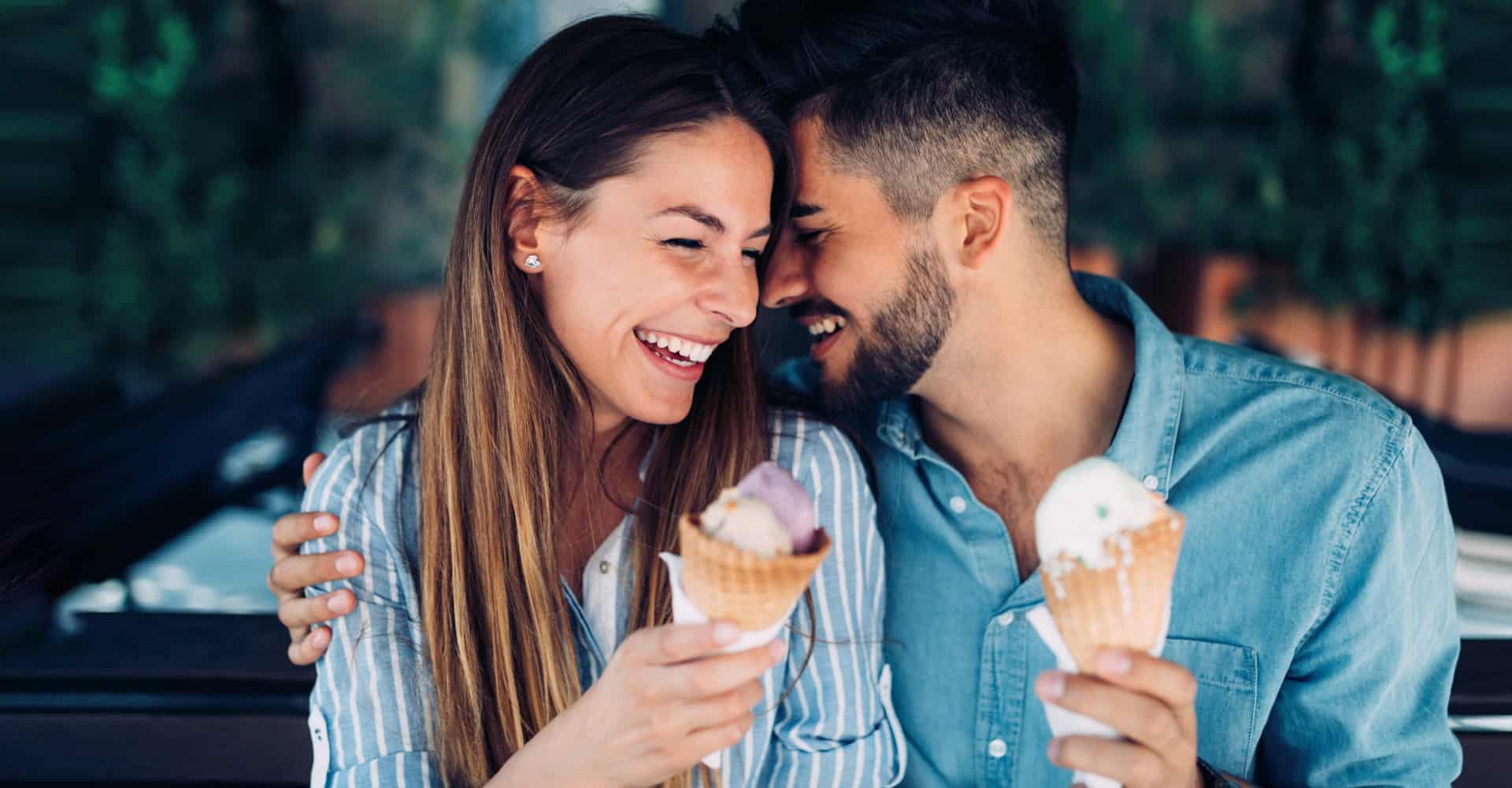 Couple enjoying ice cream